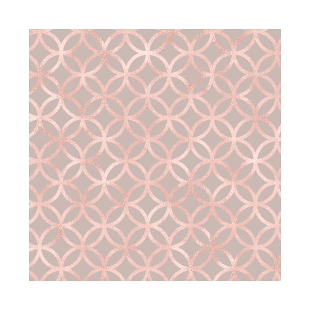 Abstract Pink Gray Metallic Circle Diamond Pattern by Printable Pretty