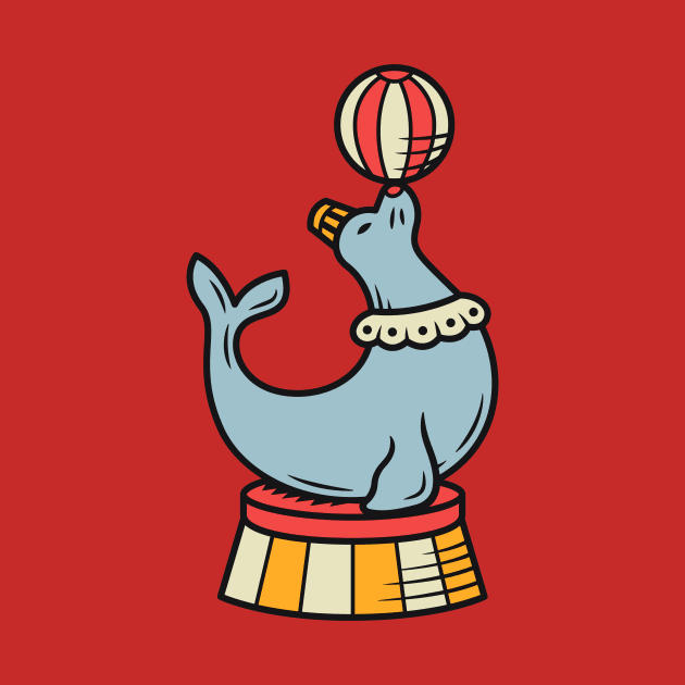 Vintage Cartoon Circus Seal Balancing a Ball by SLAG_Creative