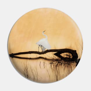 Great White Egret on Golden Pond Pin