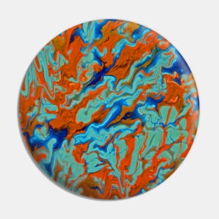 Blues with Orange Abstract Pin