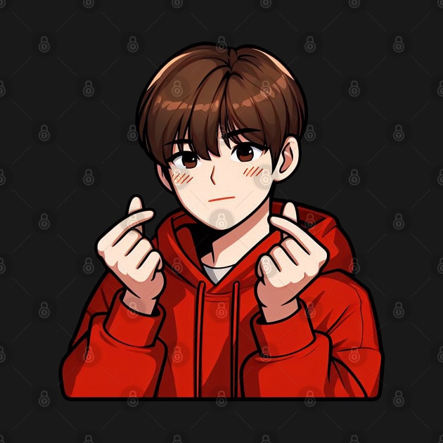 Cool Guy Korean Finger Hearts Kpop by Plushism