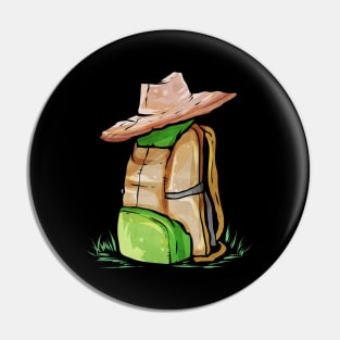 Hiking Backpack With Hat For Camping Pin