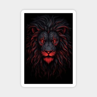 Lion In Red And Black Majestic Animals In Vibrant Colors Magnet
