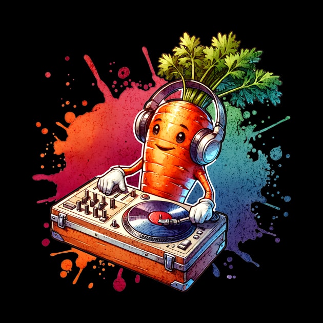 Watercolor Carrot DJ by The Jumping Cart