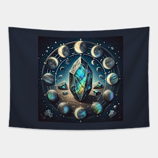 Laboradite crystal - phases of the moon Tapestry