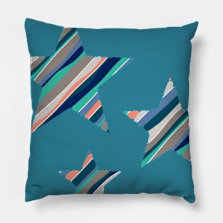 Stars with Wavy Stripes Design Pillow