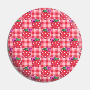 Bow Strawberry Gingham Pattern Pin