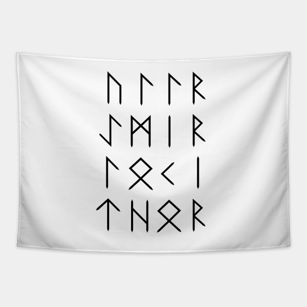 Norse God Runes - White Tapestry by typelab