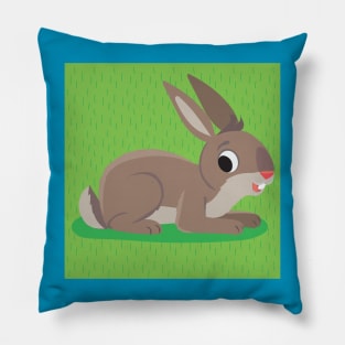 brown rabbit lies on a grassy meadow Pillow