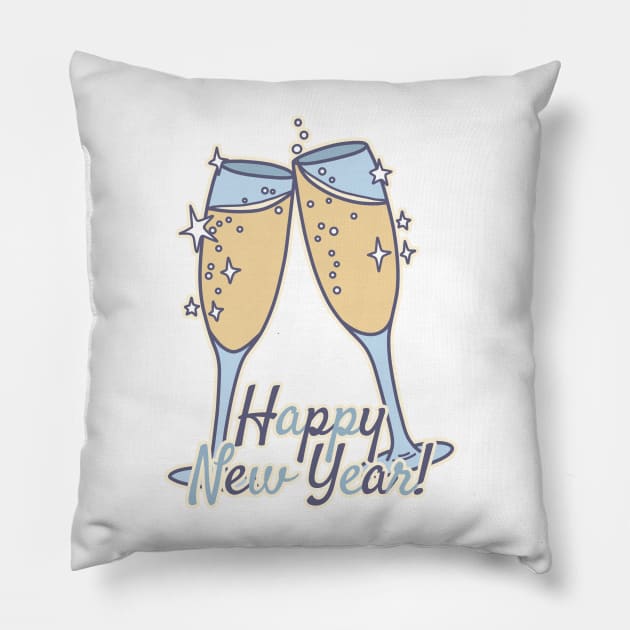 Happy New Year Pillow by Kelly Louise Art