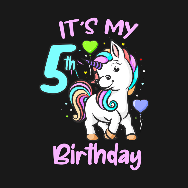 5th Birthday Unicorn Kids Gifts For Girls by Foxxy Merch