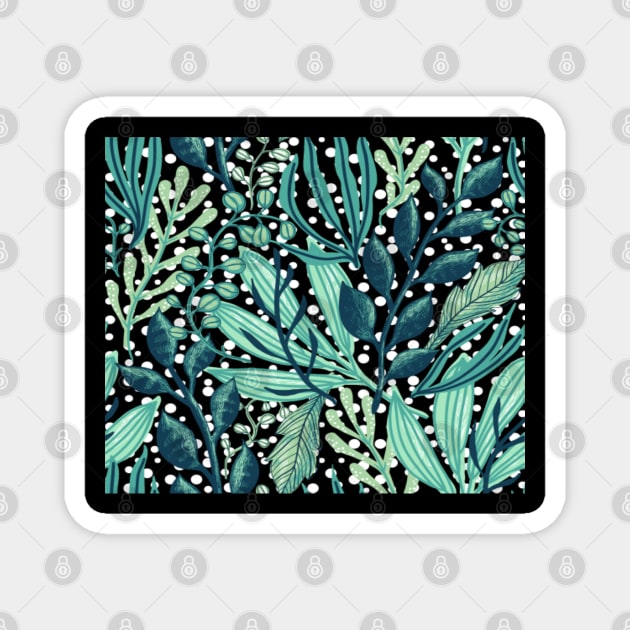 Leaves and Polka Dot Pattern Magnet by SomebodyArts