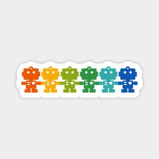 Rainbow Robots holding hands Magnet