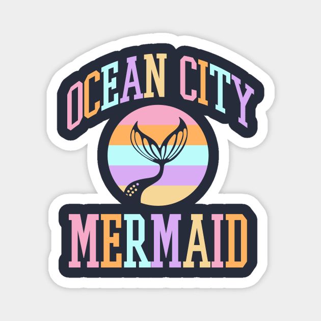 Ocean City Maryland Mermaid Retro Vintage Summer Vacation Magnet by PodDesignShop