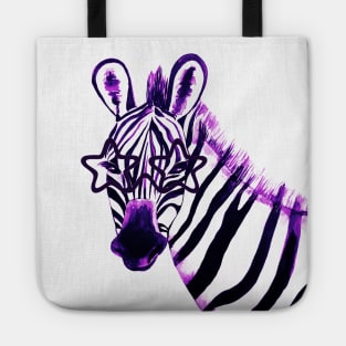 Neon zebra with star glasses Tote