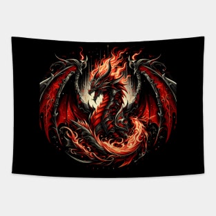 Flaming dragon heavy metal ghotic Tapestry