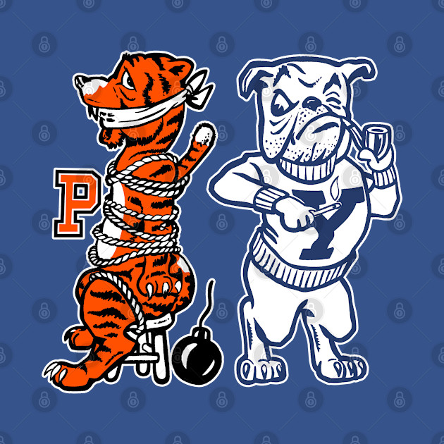 Discover Yale vintage mascot vs rival Princeton Tiger mascot - Yale - T-Shirt