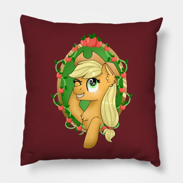 Applejack portrait Pillow by Spokenmind93