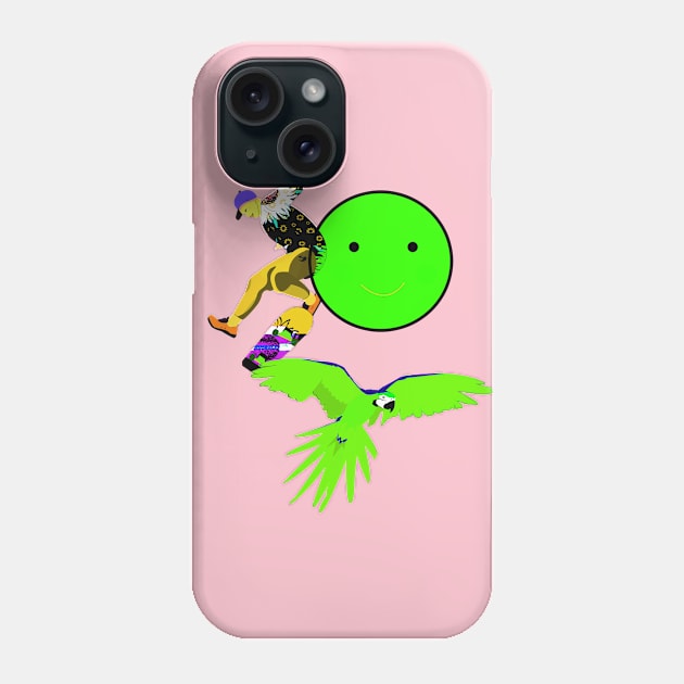 Skater, parrot and Smileys Phone Case by momomoma