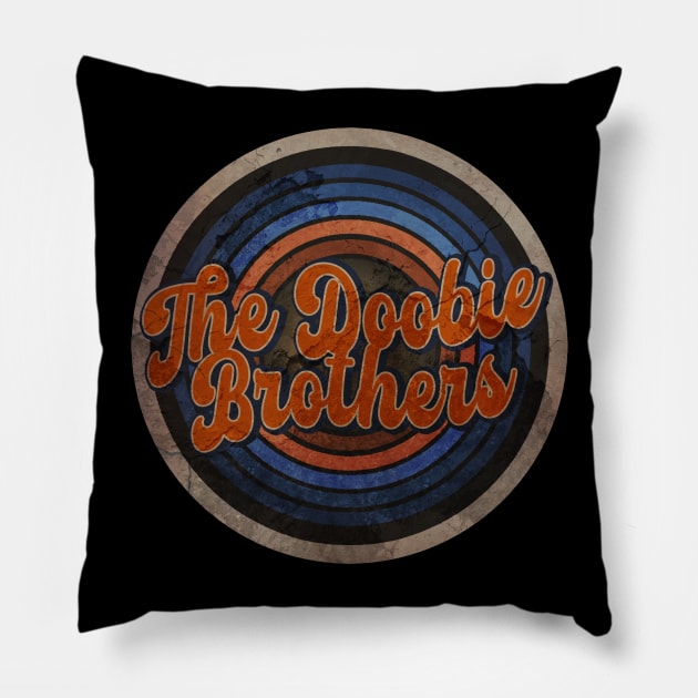 The Doobie Brothers blue color // circle retro Pillow by JakQueApparels