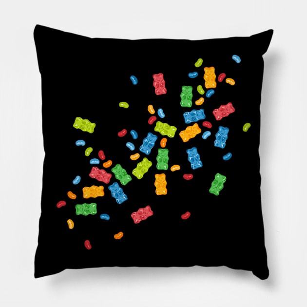 Jelly Beans & Gummy Bears Explosion Pillow by XOOXOO