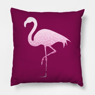 Ombre pink and white swirls doodles flamingo Pillow