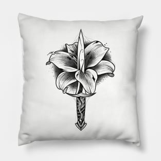 Dagger and Lily (black version) Pillow