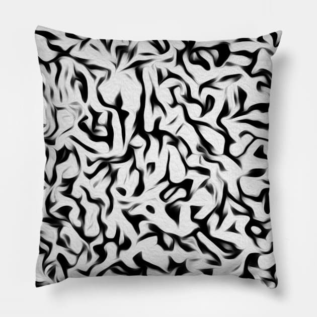 Abstract Black and Off White Camo Pattern Pillow by badlydrawnbabe