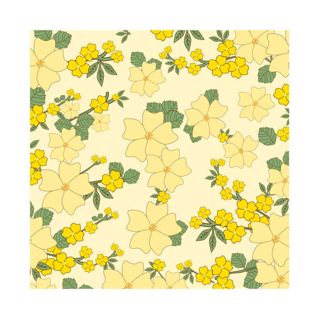 Yellow Floral Pattern by FloralPatterns