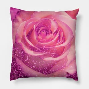 pink roses mask floral glitter love pattern sparkly romantic flowers Pillow