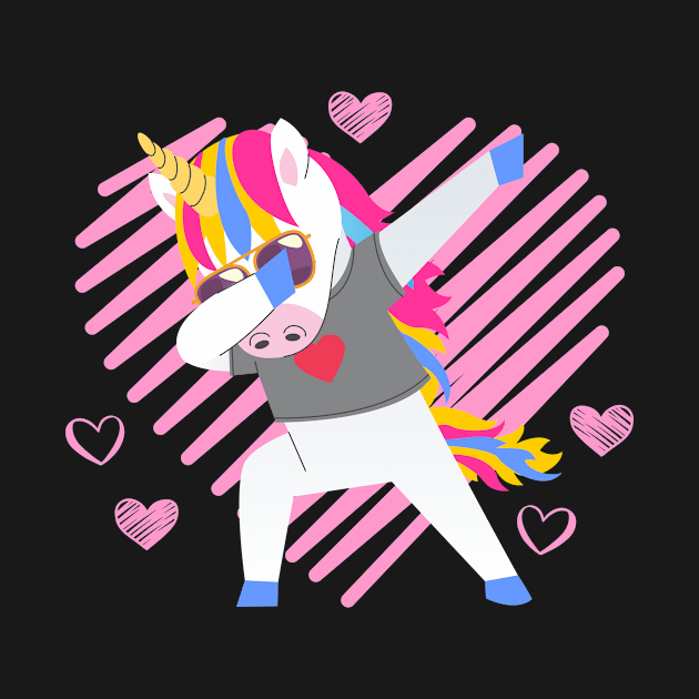 Dabbing Unicorn Hearts Valentine's Day Design by 2blackcherries