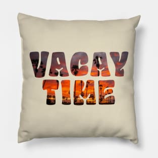 Vintage Retro Surfing Beach Plam Tree Summer Vacay time Pillow