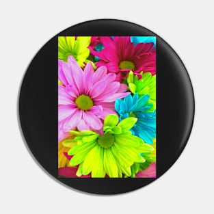 Beautiful Neon Colorful Flowers Pin