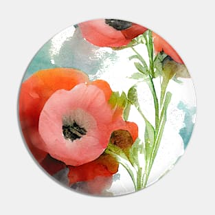 Red poppies watercolor painting #3 Pin