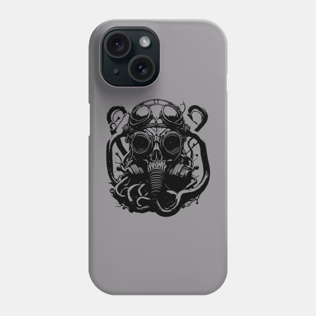 octopus skull with gasmask Phone Case by lkn