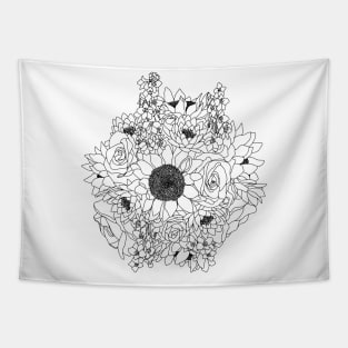 JULY Birth Month Flower Bouquet Design Tapestry