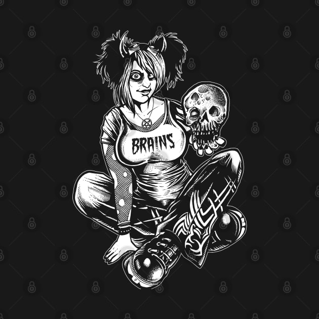 Goth girl holding a skull by wildsidecomix