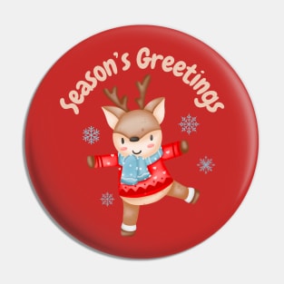 Season’s Greetings, cute and adorable Christmas reindeer. Pin