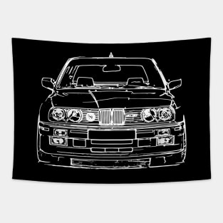 White E30 Car Sketch Art Tapestry