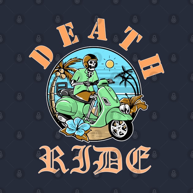 Death Riding Unicorn | Retro Bike Riding Skull by The Crane Kick