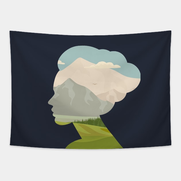 Woman Nature Background Tapestry by Mako Design 