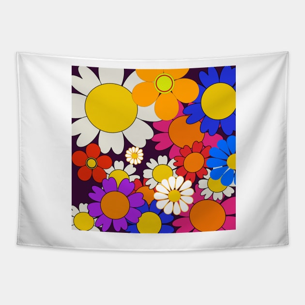 hippy daisy flower power design Tapestry by pauloneill-art