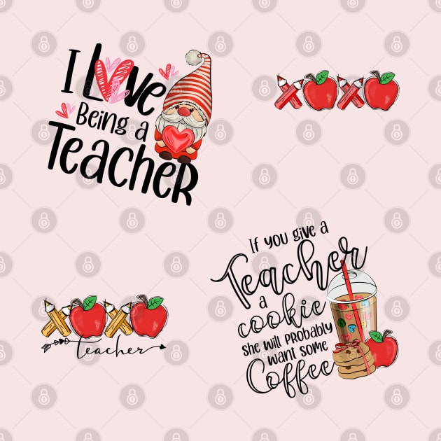 Retro Teacher Valentine Stickers Pack by Yourfavshop600