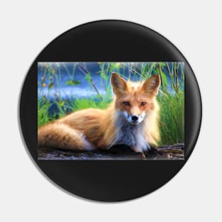 Beautiful Red Fox Portrait From Watercolor Pin