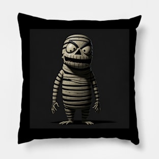 A cartoonish mummy with a goofy expression Pillow