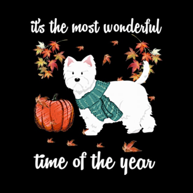 Westie Dog Autumn Fall Most Wonderful Time Maple Gift by AstridLdenOs