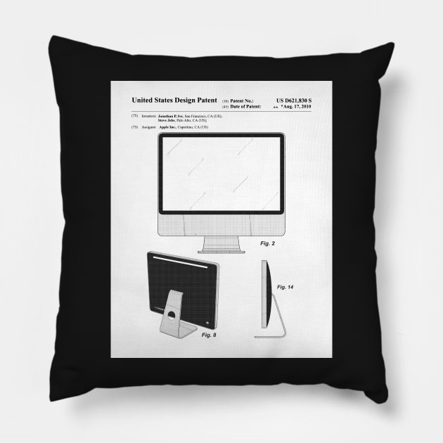 iMac Computer Patent - Apple Fan Tech Home Office Art - White Pillow by patentpress