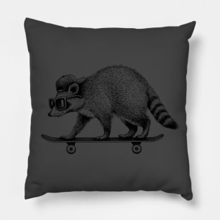 Thrash Panda Skateboarding Raccoon Pillow