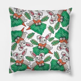 Chubby Bunny, Rabbit & Carrots Pattern Pillow