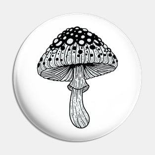 Black and white mushroom Pin